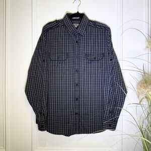 Express Men's Black Plaid Button Down Shirt